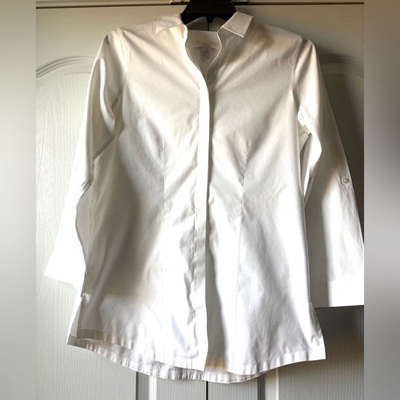 Chico's Classic White Cotton Shirt - Picture 6 of 11